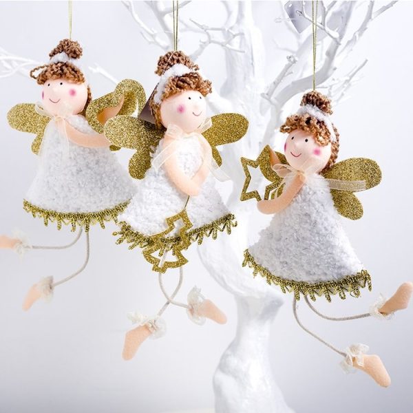 2 PCS Christmas Angel Pendant Cloth Plush Love Girl Christmas Doll Pendant Christmas Tree Decoration (Heart) - Image 3