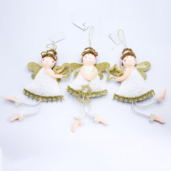 2 PCS Christmas Angel Pendant Cloth Plush Love Girl Christmas Doll Pendant Christmas Tree Decoration (Heart) - Image 4
