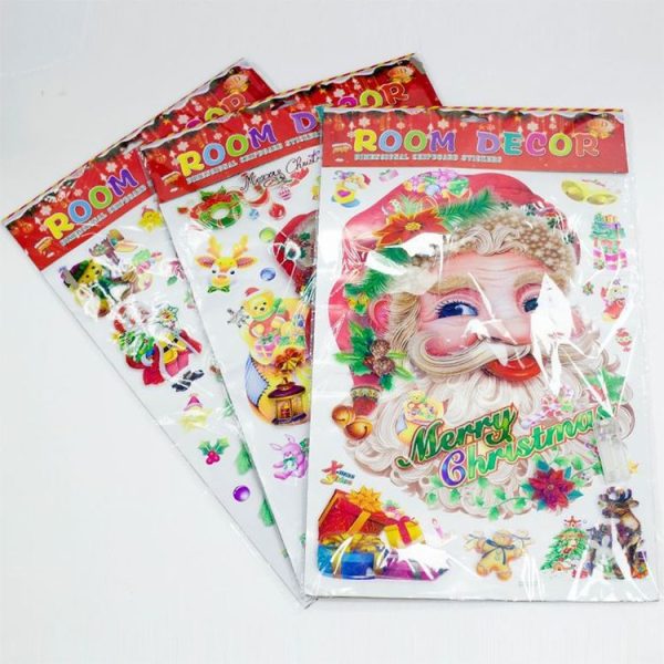 Christmas Decorations Creative Christmas Lights Window Stickers Christmas Color Stickers Door Window Decorations (Santa Claus) - Image 4