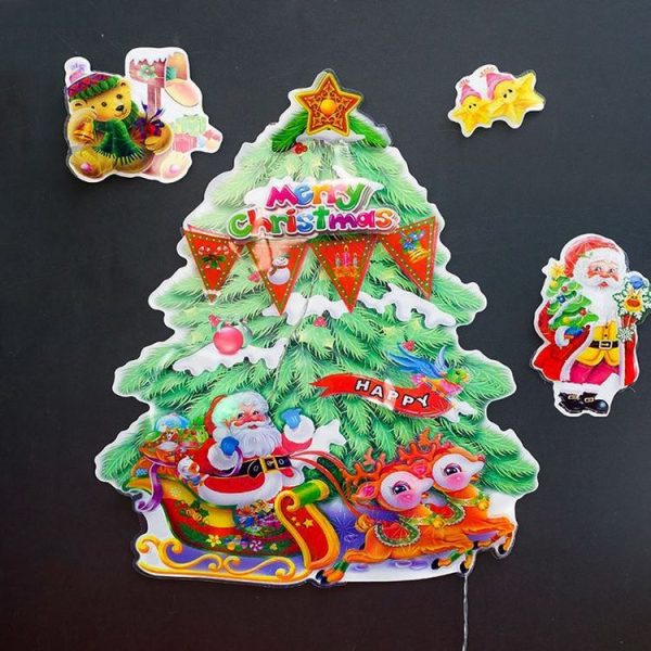 Christmas Decorations Creative Christmas Lights Window Stickers Christmas Color Stickers Door Window Decorations (Santa Claus) - Image 5
