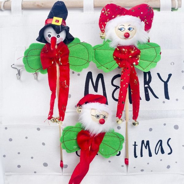 2 PCS Christmas Wooden Non-woven Shake Bell Decoration Gift (Snowman) - Image 5