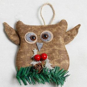 2 PCS Christmas Linen Padded Lanyard Owl Pendant Accessory, Random Color Delivery