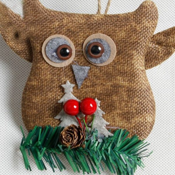 2 PCS Christmas Linen Padded Lanyard Owl Pendant Accessory, Random Color Delivery - Image 3
