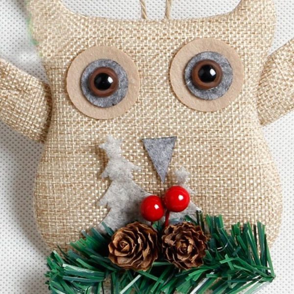 2 PCS Christmas Linen Padded Lanyard Owl Pendant Accessory, Random Color Delivery - Image 4