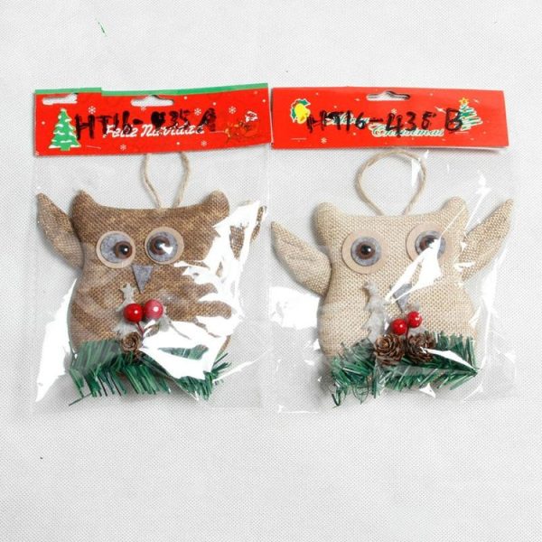 2 PCS Christmas Linen Padded Lanyard Owl Pendant Accessory, Random Color Delivery - Image 5