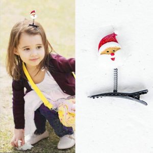2 PCS Christmas Hair Clips Children Cartoon Resin Spring Clips Creative Christmas Head Decorations (Santa)