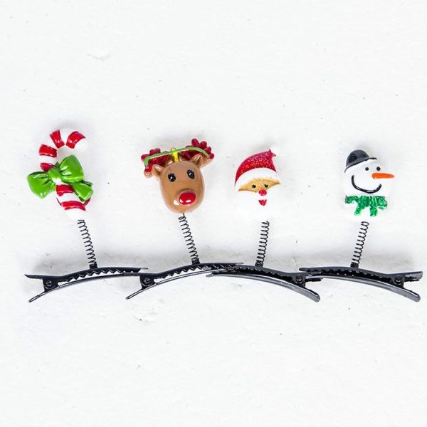 2 PCS Christmas Hair Clips Children Cartoon Resin Spring Clips Creative Christmas Head Decorations (Santa) - Image 3