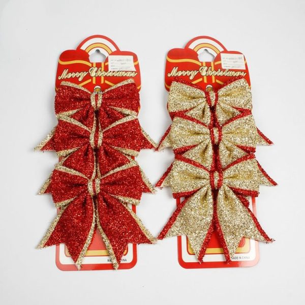 2 PCS Creative Christmas Bow Pendant Door and Window Ornament (Gold) - Image 3