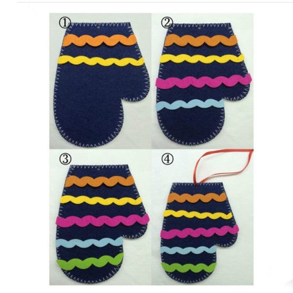 CP0108 2 PCS Christmas Tree Decorations Christmas Gloves Socks Handmade DIY Coasters Creative Children's Puzzle Ornaments (Gloves) - Image 3