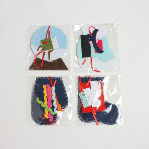 CP0108 2 PCS Christmas Tree Decorations Christmas Gloves Socks Handmade DIY Coasters Creative Children's Puzzle Ornaments (Gloves) - Image 4