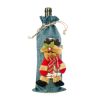 2 PCS Christmas Burlap Wine Champagne Bottle Set Doll Decoration (Blue Elk)