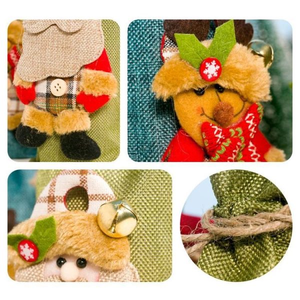 2 PCS Christmas Burlap Wine Champagne Bottle Set Doll Decoration (Blue Elk) - Image 3