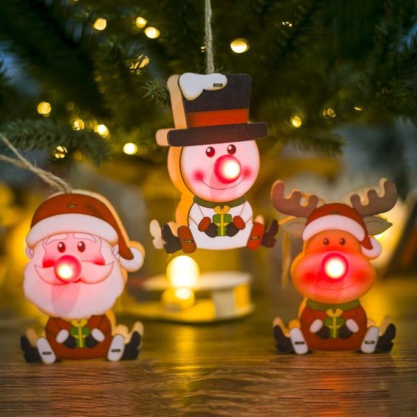 2 PCS Christmas Red Nose Shiny Pendant Christmas Tree Decoration (Snowman) - Image 4