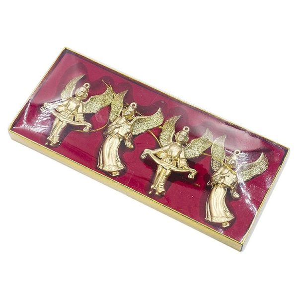 2 PCS ChristmasGold Powder Acrylic Angel Pendant Ornament, Specification: Four Angels