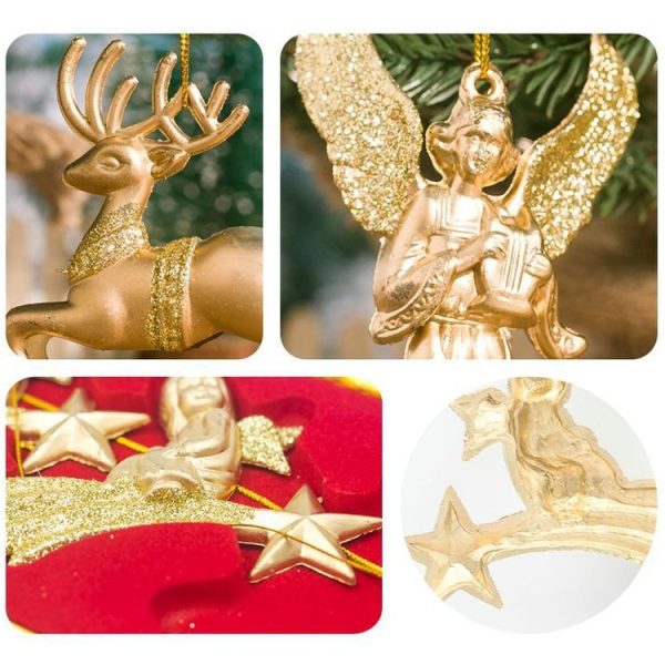 2 PCS ChristmasGold Powder Acrylic Angel Pendant Ornament, Specification: Four Angels - Image 4