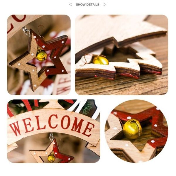 2 PCS Christmas Wooden Letter Print Elk Bell Pendant Ornament (Elk) - Image 5