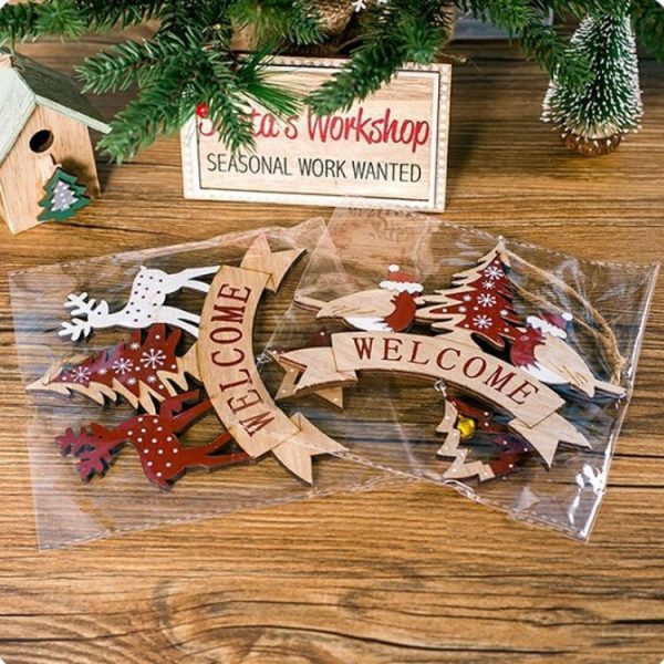 2 PCS Christmas Wooden Letter Print Elk Bell Pendant Ornament (Elk) - Image 7