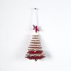 2 PCS Creative Christmas Wooden Multi-layer Snowflake Christmas Tree Beaded Pendant Ornament (Red Snowflake)