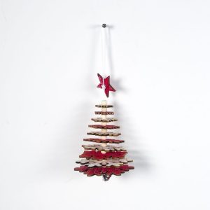 2 PCS Creative Christmas Wooden Multi-layer Snowflake Christmas Tree Beaded Pendant Ornament (Red Snowflake)