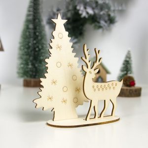 2 PCS Christmas Wooden Handmade Stitching Santa Claus Ornaments (Christmas Elk)