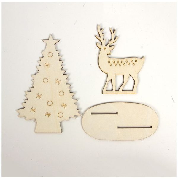 2 PCS Christmas Wooden Handmade Stitching Santa Claus Ornaments (Christmas Elk) - Image 3