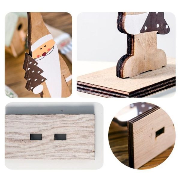 2 PCS Christmas Creative Wooden Print Mosaic Decoration (Old Man) - Image 3