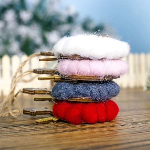 2 PCS Christmas Decoration Wool Felt Wood Painted Christmas Angel Pendant (White) - Image 4
