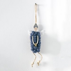 Wooden Wool Felt Christmas Angel Pendant Creative Christmas Tree Decoration Listing (Navy Blue)