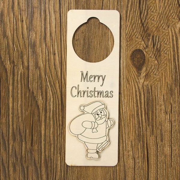 2 PCS Christmas Decorations Double Wooden White Board Christmas Door Hanging Letters Carved Listing (Old Man) - Image 2