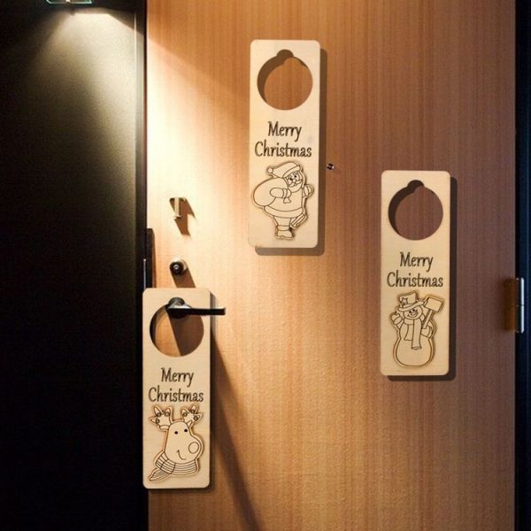 2 PCS Christmas Decorations Double Wooden White Board Christmas Door Hanging Letters Carved Listing (Old Man) - Image 3