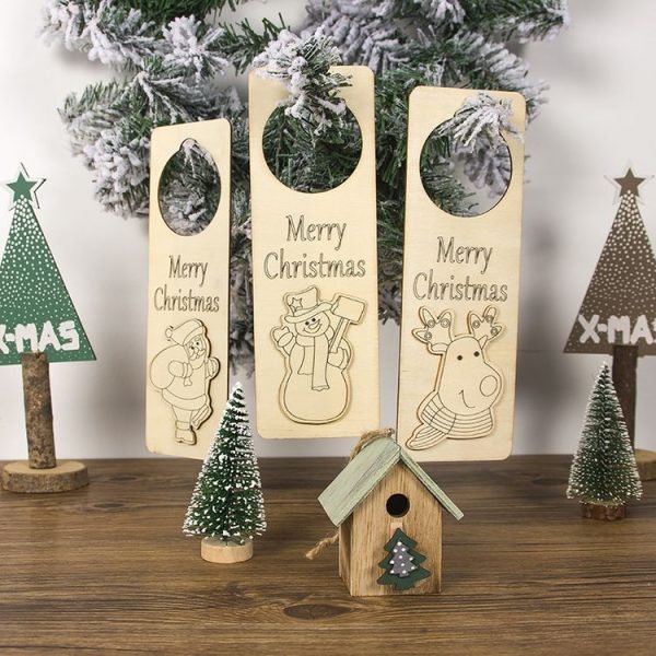 2 PCS Christmas Decorations Double Wooden White Board Christmas Door Hanging Letters Carved Listing (Old Man) - Image 4
