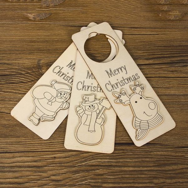 2 PCS Christmas Decorations Double Wooden White Board Christmas Door Hanging Letters Carved Listing (Old Man) - Image 5