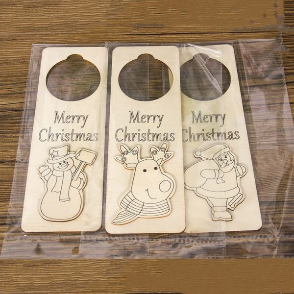 2 PCS Christmas Decorations Double Wooden White Board Christmas Door Hanging Letters Carved Listing (Old Man) - Image 6
