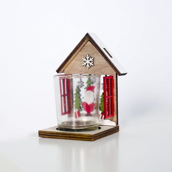 2 PCS Christmas Decoration Wooden Three-Dimensional Cabin Candlestick Creative Painted Christmas Tree Ornaments (Old Man) - Image 2