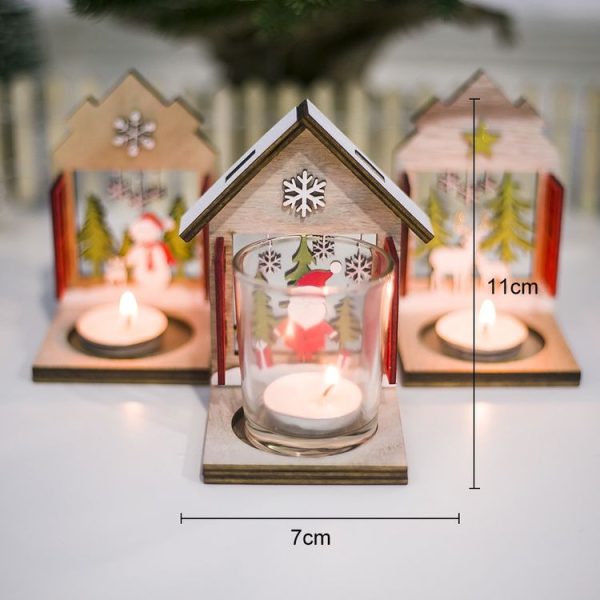 2 PCS Christmas Decoration Wooden Three-Dimensional Cabin Candlestick Creative Painted Christmas Tree Ornaments (Old Man) - Image 4