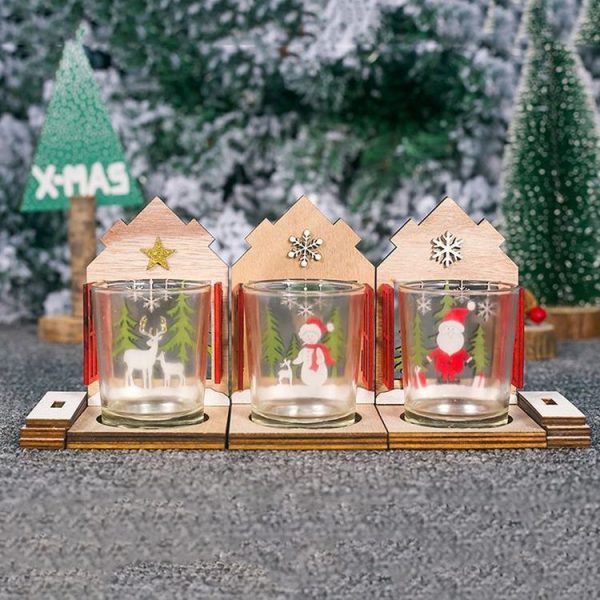 2 PCS Christmas Decoration Wooden Three-Dimensional Cabin Candlestick Creative Painted Christmas Tree Ornaments (Old Man) - Image 5