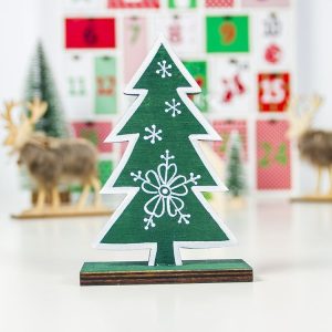2 PCS Christmas Creative Wooden Painted Snowflake Christmas Tree Ornaments (Green)