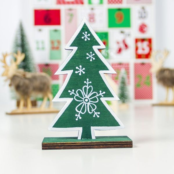 2 PCS Christmas Creative Wooden Painted Snowflake Christmas Tree Ornaments (Green) - Image 2