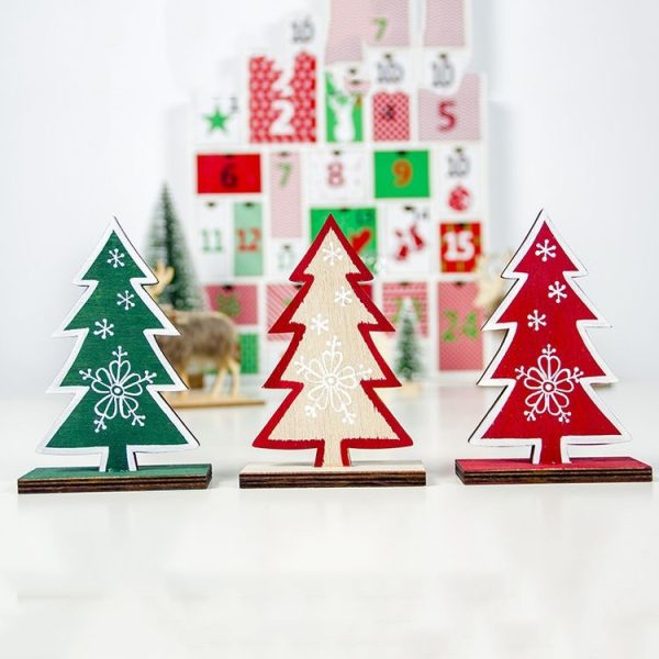 2 PCS Christmas Creative Wooden Painted Snowflake Christmas Tree Ornaments (Green) - Image 3