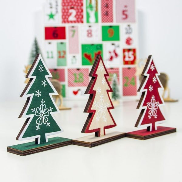 2 PCS Christmas Creative Wooden Painted Snowflake Christmas Tree Ornaments (Green) - Image 4