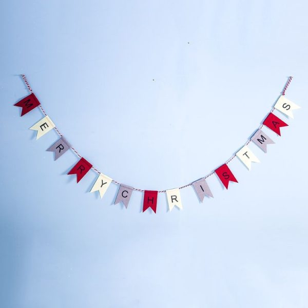 Christmas Creative Felt letters Printed Flag Decoration