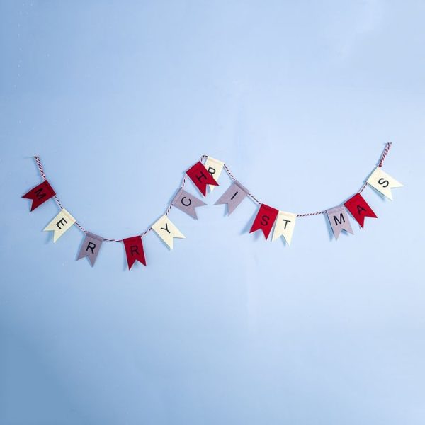 Christmas Creative Felt letters Printed Flag Decoration - Image 2