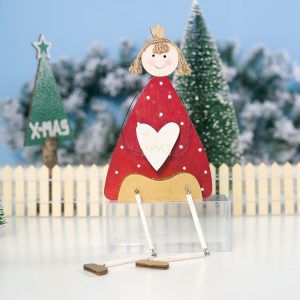 2 PCS Creative Christmas Wood Painted Prince Long Leg Princess Decoration (Girl)