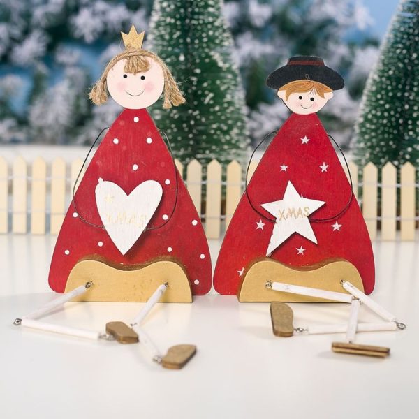 2 PCS Creative Christmas Wood Painted Prince Long Leg Princess Decoration (Girl) - Image 4