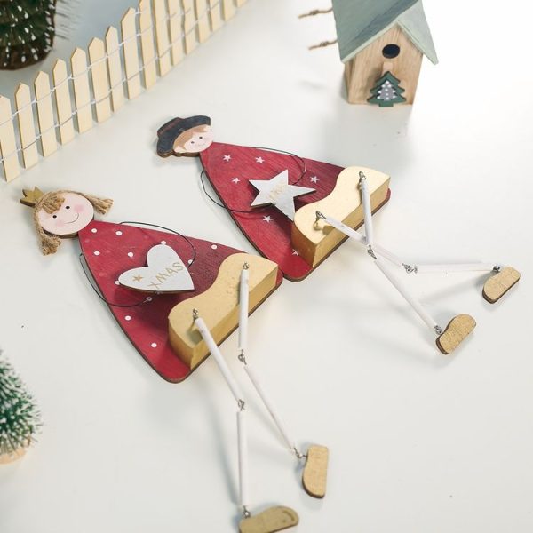 2 PCS Creative Christmas Wood Painted Prince Long Leg Princess Decoration (Girl) - Image 5