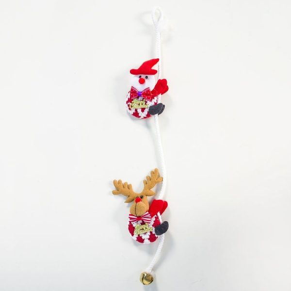 2 PCS Christmas Creative Fabric Double Climbing Rope Snowman Bell Pendant (Snowman + Deer)