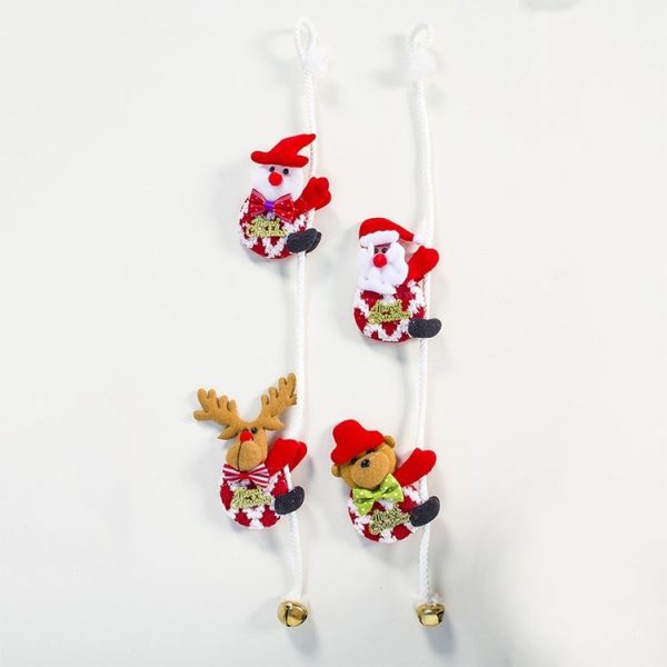2 PCS Christmas Creative Fabric Double Climbing Rope Snowman Bell Pendant (Snowman + Deer) - Image 3