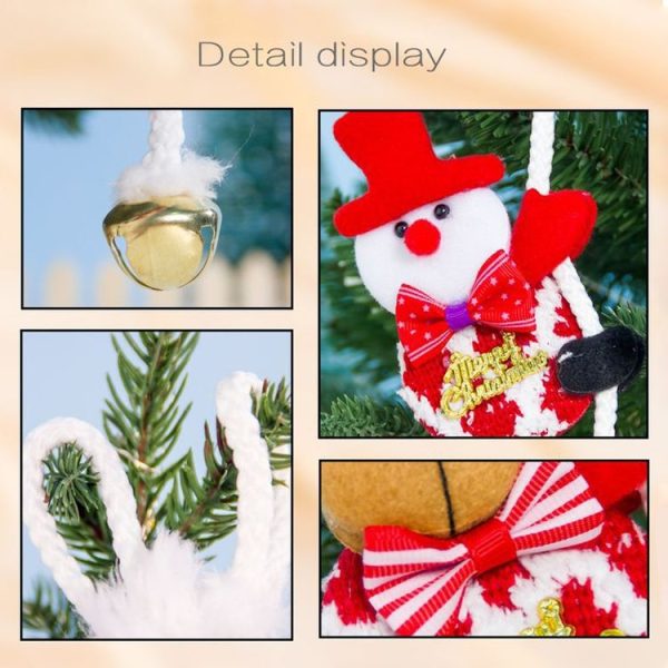 2 PCS Christmas Creative Fabric Double Climbing Rope Snowman Bell Pendant (Snowman + Deer) - Image 4