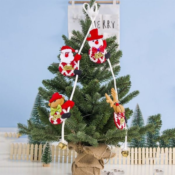 2 PCS Christmas Creative Fabric Double Climbing Rope Snowman Bell Pendant (Snowman + Deer) - Image 6