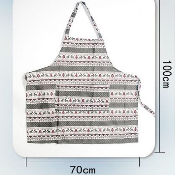 SD375 2 PCS Christmas Wearable Decoration Sackcloth Print Elk Christmas Apron (Green) - Image 4